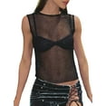 thumbnail image 2 of Faithtur Femmes d'Été Short Skinny Tops Couleur Unie Sans Manches O Cou Pure Crop Tops, 2 of 8