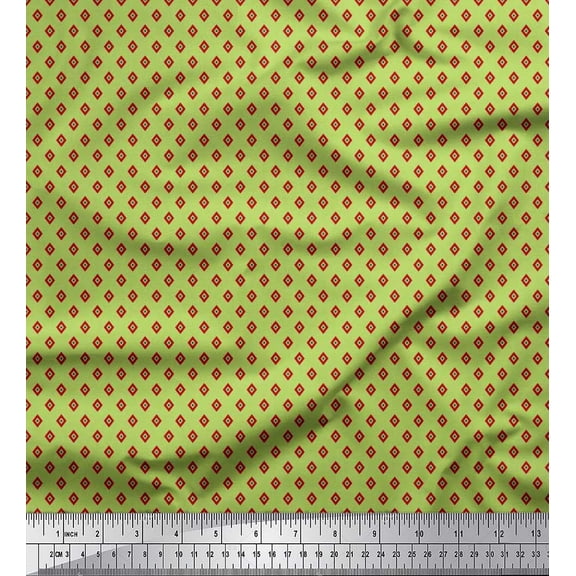 Soimoi Satin Silk Fabric Diamond Shirting Printed Craft Fabric by The Yard 42 Inch Wide