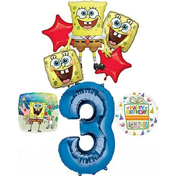 Spongebob Squarepants 3rd Birthday Party Supplies and Balloon Bouquet Decorations