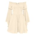 thumbnail image 6 of Renaissance Dress Women Long Bell Sleeve Off Shoulder Chiffon A Line Flowy Corset Dress Victorian Fairy Dresses, 6 of 6