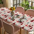 thumbnail image 3 of Christmas Tree Table Cloths for 8 Foot Rectangle Tables, Red Black Buffalo Plaid Xmas Elk Snowflake Patio Waterproof Elastic Fitted Tablecloths, Washable Rectangular Table Cover for Camping, 3 of 8