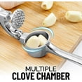 thumbnail image 5 of Garlic Press Set - Rust-Resistant and Dishwasher-Safe Professional Garlic Press Tool - Easy to Squeeze, Easy to Clean with Soft, Ergonomic Handle - Silicone Garlic Peeler and Brush (Silver), 5 of 8