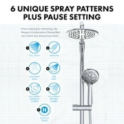 Shower Rail Kit 6-Spray Round High Pressure Handheld with Rain Showerhead, Slide Rail, Drill-free Installation in Chrome