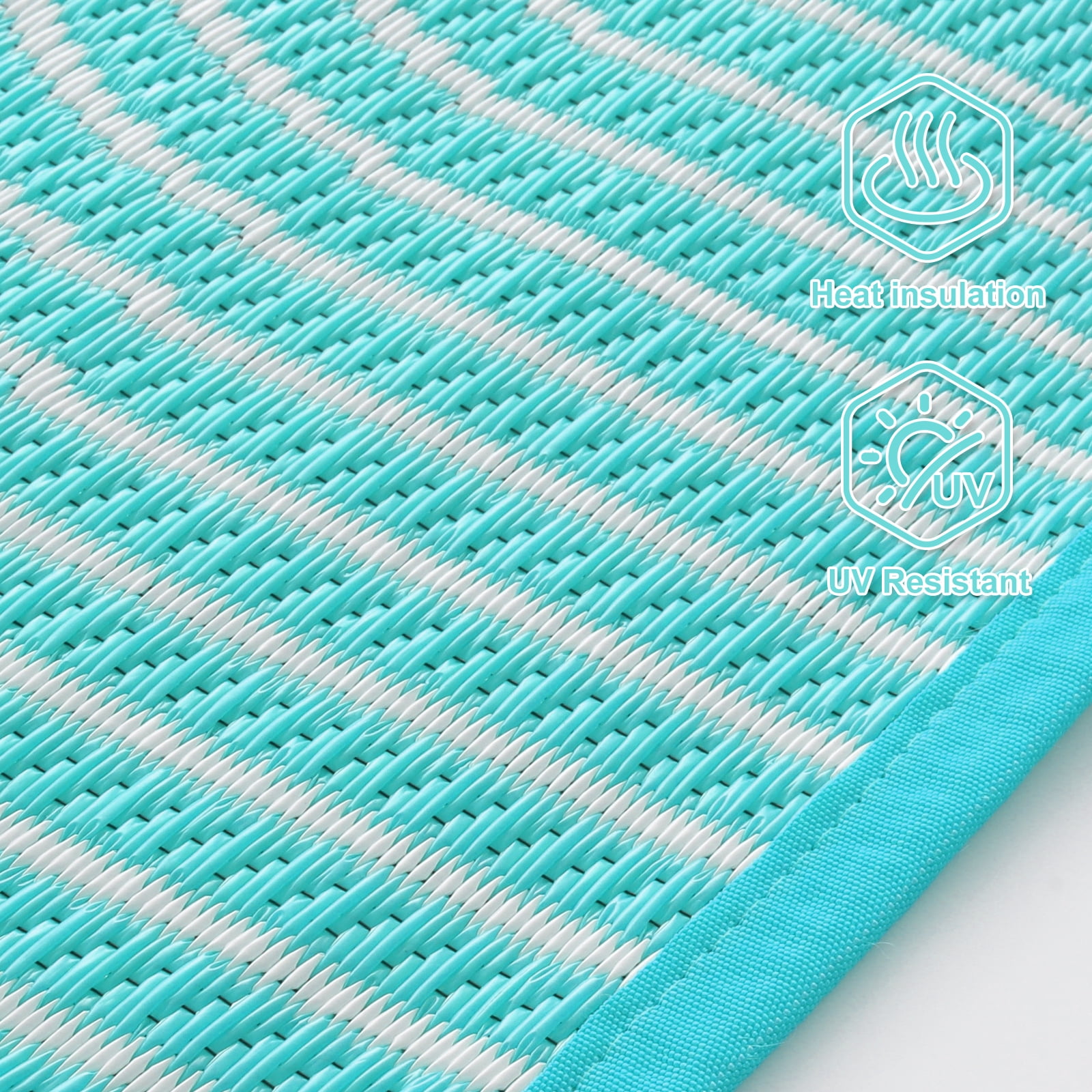 Wonnitar 4'x6' Extra Large Outdoor Rug Patio Waterproof,Reversible Camping Rugs Plastic Straw Rv Rugs for Outside Under Awning,Portable Lightweight 4x6ft Carpet for Backyard,Blue