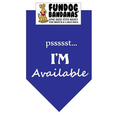 Fun Dog Bandana - Pssst ..... Je suis disponible! - Taille unique pour Med à Lg Chiens, écharpe bleu royal