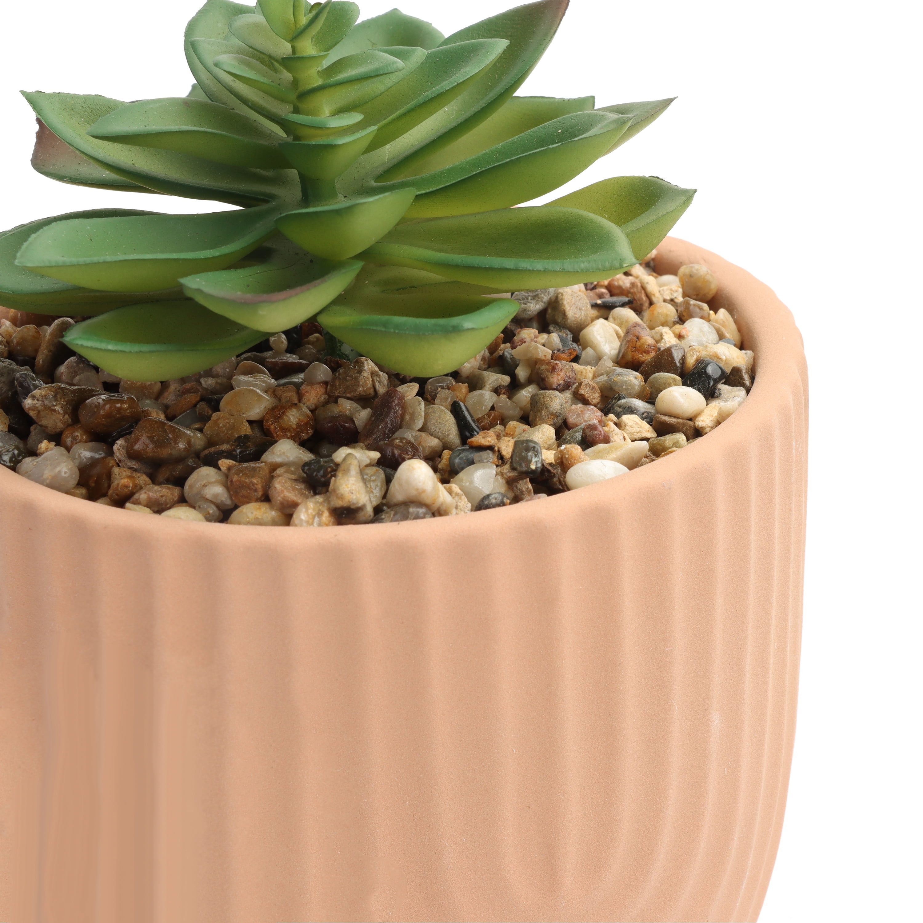 Home Decor Collection Indoor Arched Designed Terracotta 6.4" Pot with Faux Succulent Tabletop Décor