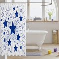 thumbnail image 3 of Manfei Minimalist Stars Shower Curtain 72Wx84L,Abstract Stripes Bathroom Shower Curtain,Blue White, 3 of 5