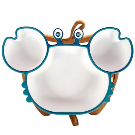 

Silicone Cartoon Crab Shape Child Food Container Divided Feeding Plate (Blue)
