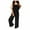 Black, variant on Diufon Rompers for Women Cotton Solid Color Playsuits Sleeveless Strap Button Down Jumpsuit with Pockets