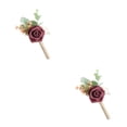 thumbnail image 3 of Sonducket Boutonniere de flores de boda artificiales fijas de forma estable para el novio Boutonniere ojal camafeo profundo Camafeo profundo 2piezas, 3 of 6