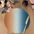 thumbnail image 3 of Burnt Orange Blue Ombre Round 13 Inch Placemats Set of 6, Abstract Modern Art Aesthetics HeatResistant Non Slip Place Mats for Dining Table, Wipeable Braided Kitchen Table Mats for Housewarming, 3 of 9