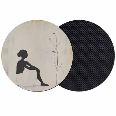 Woman Coasters Set of 2 Absorbent Coasters for Drinks Abstract Vintage Sketch Tree Sapling Simple Coaster for Desk Coffee Table Protection Home Decor House Warming Gifts 4