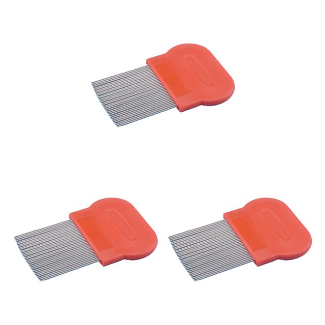 Wisewang Peignes à Puces Brosse à Aiguille en Métal Inox Ménager Multifonctionnel Rouge 3Ensemble