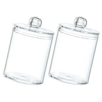 Homoyoyo 2-Pack Cotton Swabs Container Clear Organizer Bins with Lid, Round Storage for Bathroom and Home Use