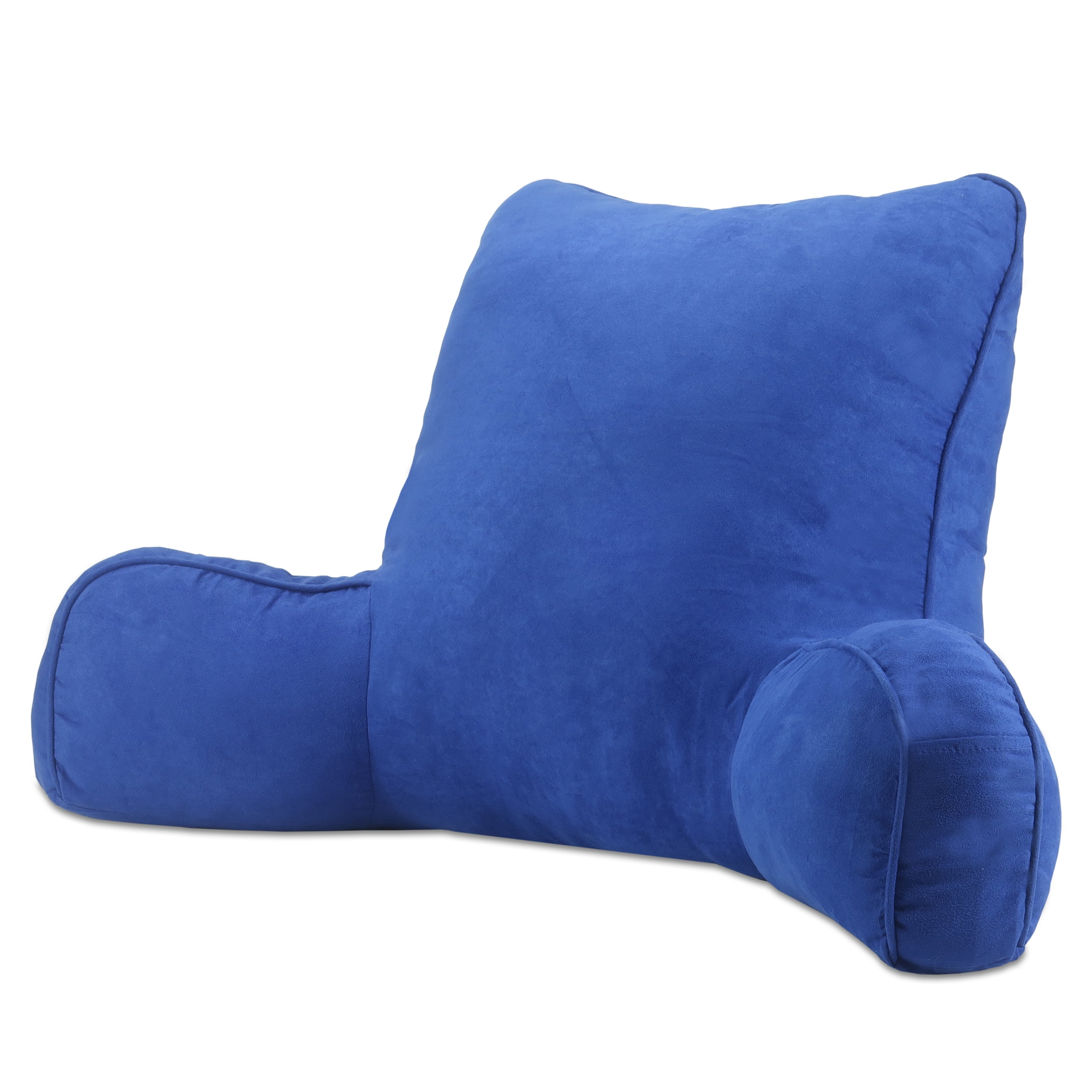 Oversized Bed Rest Lounger Pillow - Faux Suede Fabric with Polyester Filling, Solid Color Blue