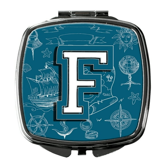 Letter F Sea Doodles Initial Alphabet Compact Mirror