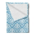 thumbnail image 2 of Damask Soft Flannel Fleece Throw Blanket, Natural Pattern in Blue and White Organic Garden Foliage Old Revival Leaves, Cozy Plush for Indoor and Outdoor Use, 50" x 60", Sky Blue White, by Ambesonne, 2 of 5