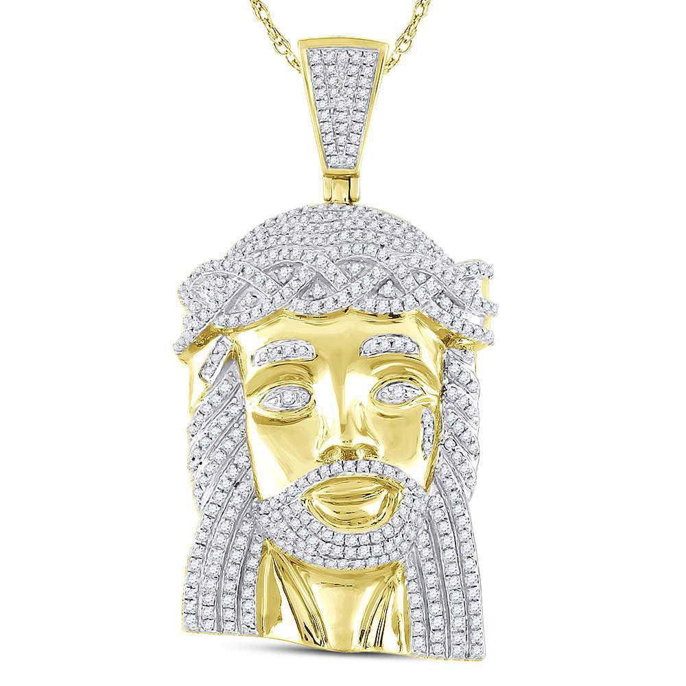 Details about   Religious 14k yellow  White Rose Gold Jesus Face  Charm Pendant Diamond Cut 