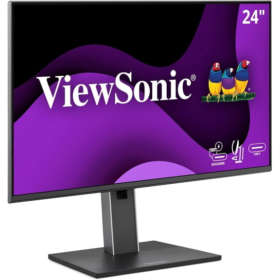 Restored ViewSonic VG2458 24 Inch 1080p IPS Docking Monitor with Advanced Ergonomics, 100W USB C (Refurbished)