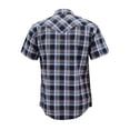 thumbnail image 2 of Men’s Western Short Sleeve Button Down Casual Plaid Pearl Snap Cowboy Shirt (#7 Blue/White, L), 2 of 3