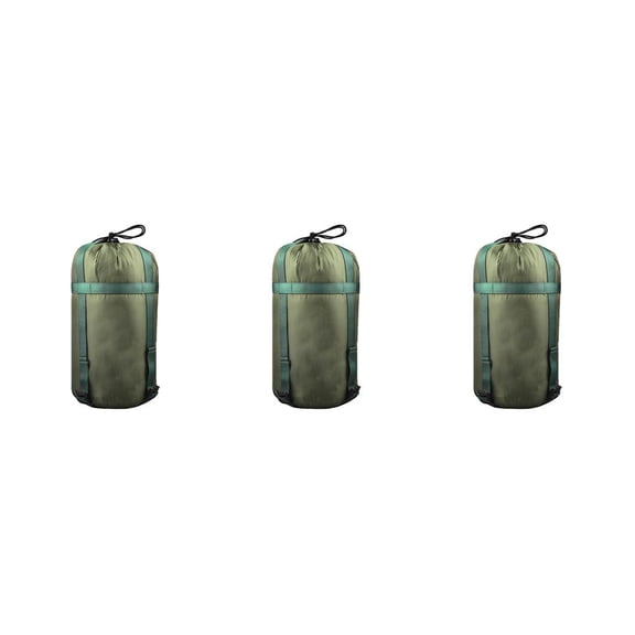 Greeniant Bolsa de compresión Hebilla ajustable Uniforme Material de presurización Saco Textura interna para acampar al aire libre Verde militar Verde militar 3piezas