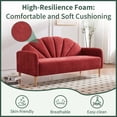 thumbnail image 3 of 33.1" H Modern 3 Seater Loveseat,Linen Fabric with Curved Back & Wood Legs,for Living Room,Bedroom & Small Spaces,Easy Assembly,Red, 3 of 8