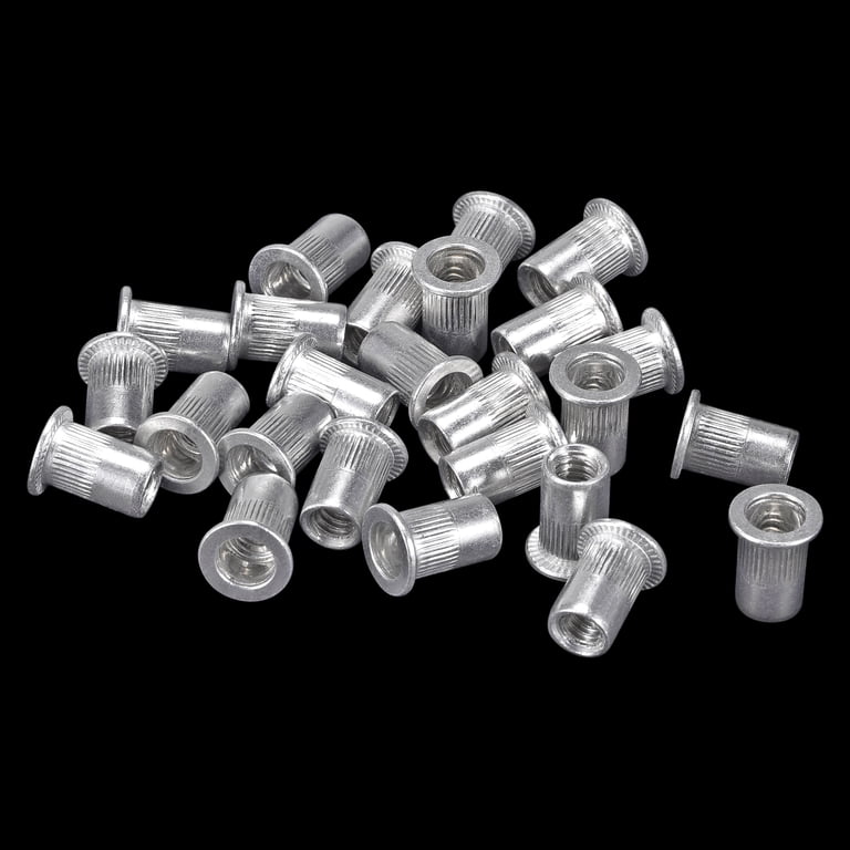 Uxcell 50-Piece 1/4 Inch Thread Insert Nutserts | Metal Rivet Nuts For Thin Sheet Materials