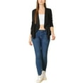 thumbnail image 3 of Allegra K Women's Faux Suede Long Sleeve Draped Front Moto Jacket, 3 of 7