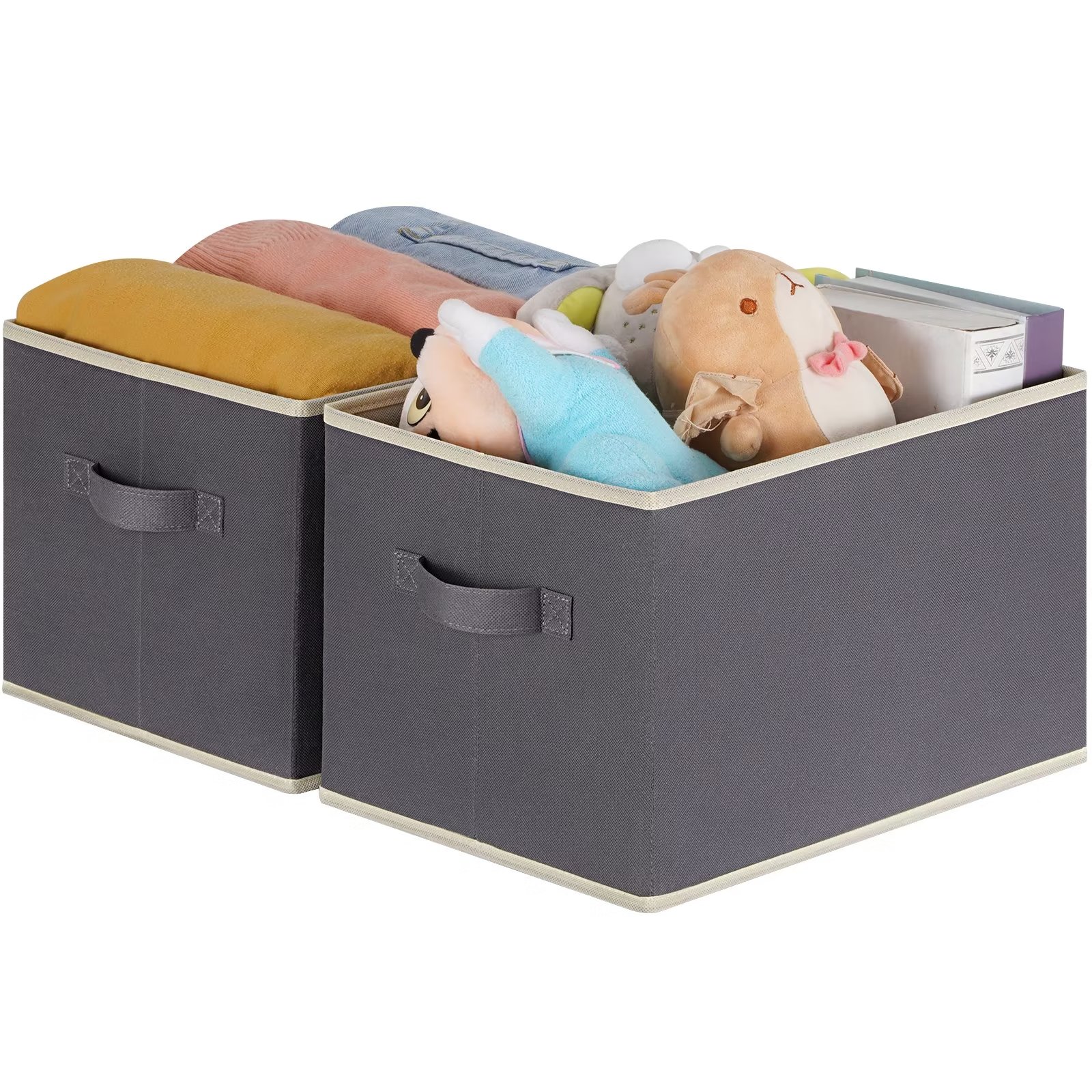 LHZK Large Fabric Storage Bins, Foldable Fabric Storage Baskets for