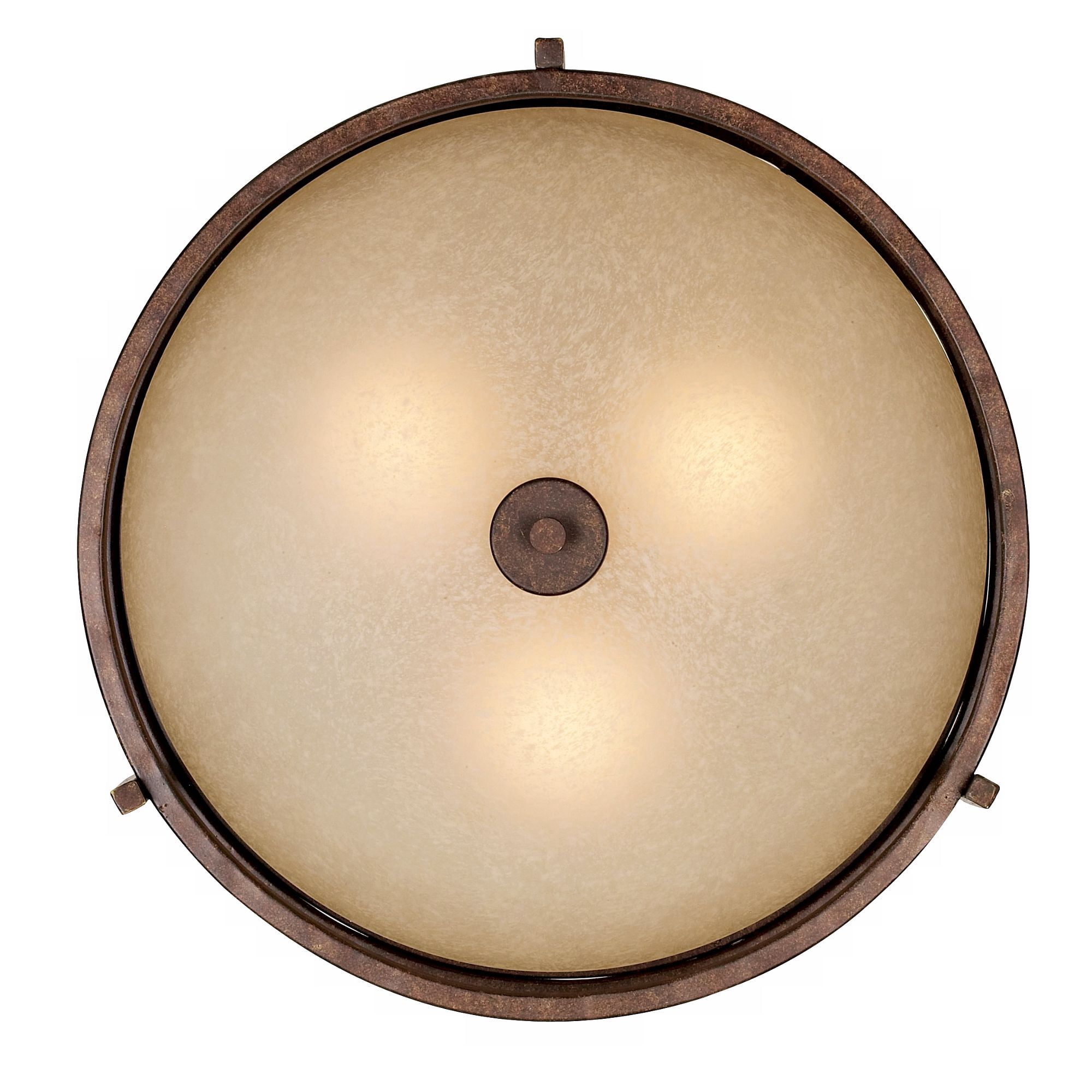 Franklin Iron Works Rustic Farmhouse Ceiling Light Semi Flush Mount Fixture Bronze 18" Wide Cream Scavo Glass Bowl Bedroom Kitchen