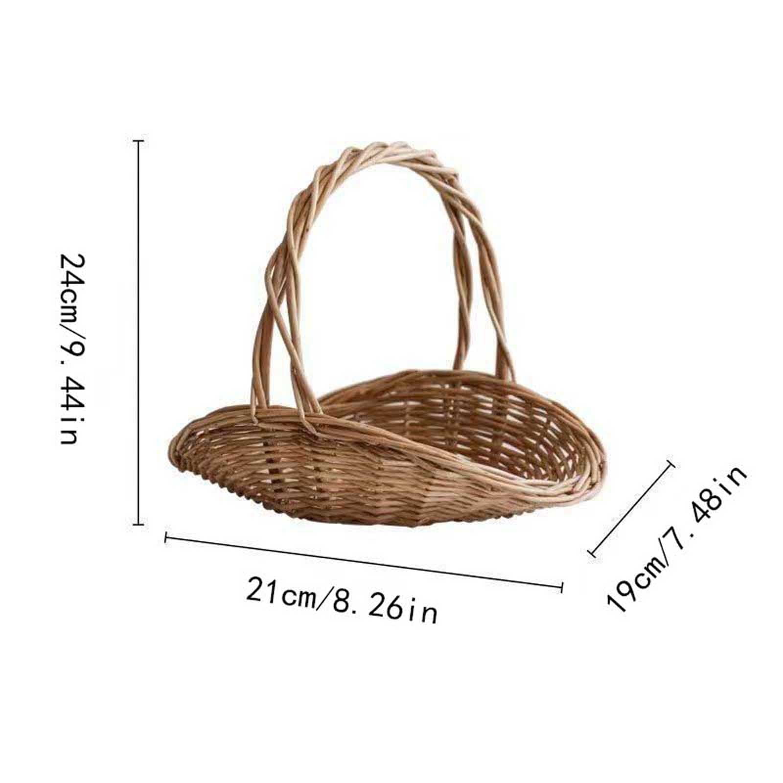 Harlier Handwoven Wicker Basket with Handle, Willow Storage Basket Empty Wicker Picnic Basket with Plastic Insert, Easter Basket Wedding Flower Girl Baskets for Home Party Decor