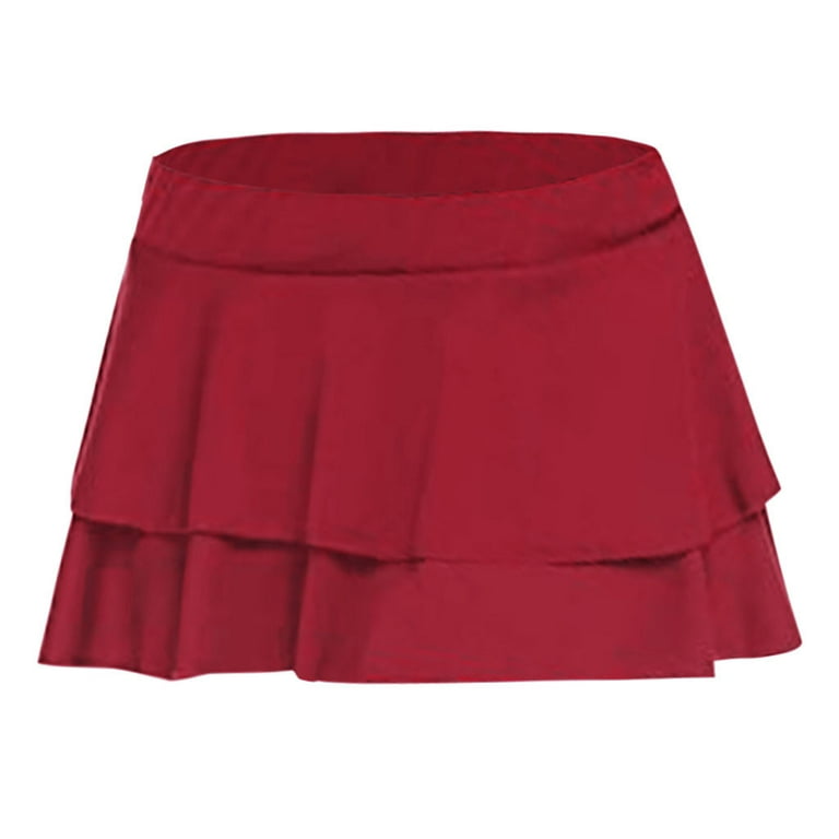 Miluxas Women Pleated Mini Skirt Solid Ruffle Lingerie Skirts Clearance Red 10 XL Walmart
