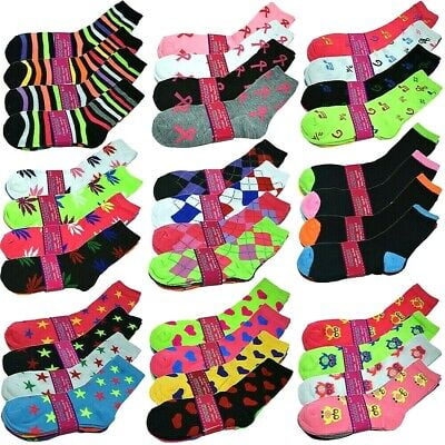 

Lot 12 Pairs Womens Cotton Casual Assorted Design Classic Crew Socks Size 9-11
