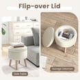 thumbnail image 2 of Giantex Pouf Rond avec Rangement et Couvercle Rabattable, Repose-Pieds Multifonctionnel, Tabouret de Coiffeuse Moderne, Beige, 2 of 7