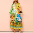 thumbnail image 5 of New Spring Style: Floral Print Lantern Sleeve Fitted Waist Long Sleeve Full Skirt Dress, 5 of 5