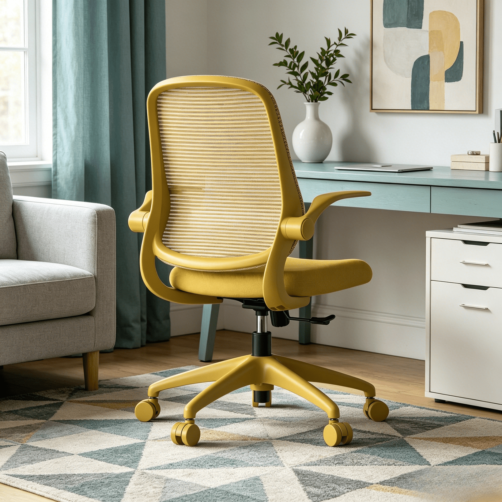 Homy Casa Flip-Up Armrest Mesh Office Chair, Ergonomic Swivel Desk Chair for Home Office