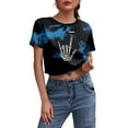thumbnail image 2 of Halloween Cropped Tshirts Women 2025 Skeleton Graphic Short Sleeve Crewneck Distressed Halloween Shirts for Women, 2 of 5