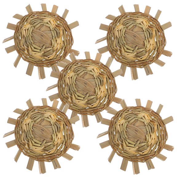 Worgeous 5Pcs Mini Straw Hats Tiny Straw Hats For Mini Doll Straw Mini Cowboy Hat For Crafts Miniature Knitting For Diy Pets Party Decoration Light Yellow Outer Diameter 8-9 CM