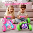 thumbnail image 4 of DEERC Rainbow Edition Remote Control Car for Girls, 2.4GHz Double Sided RC Car with 360° Rotation, LED Headlights, All Terrain Off-Road Stunt RC Truck, Birthday Gifts for Girls Aged 6-8, 4 of 8