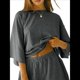 thumbnail image 2 of Conjuntos de Pijama para Mujer, Blusas Extragrandes de 3/4 y Pantalones Cortos con Cintura Elástica, Conjuntos de Estar por Casa. Gris L, 2 of 8