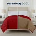 thumbnail image 2 of Martex King Reversible Coverlet | Lightweight Soft Easy Care Quilt | Khaki/Red, 2 of 8