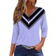 thumbnail image 1 of CHOII 50% de descuento en camisetas de mujer 2024. Camiseta con botones, manga 3/4, básica, cuello en V, para uso diario y fin de semana. Blusas de verano para mujer, manga tres cuartos, morado/2XL., 1 of 5