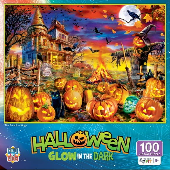 MasterPieces 100 Piece Kids Glow in the Dark Jigsaw Puzzle - The Pumpkin Kings