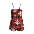 thumbnail image 5 of Bjutir Women Christmas Print Shorts Set 2 Piece Pajamas Set Lace Backless Trim V Neck Sling Tops With Shorts Outfit Set Lingerie Sleepwear Brick Red Size S, 5 of 5