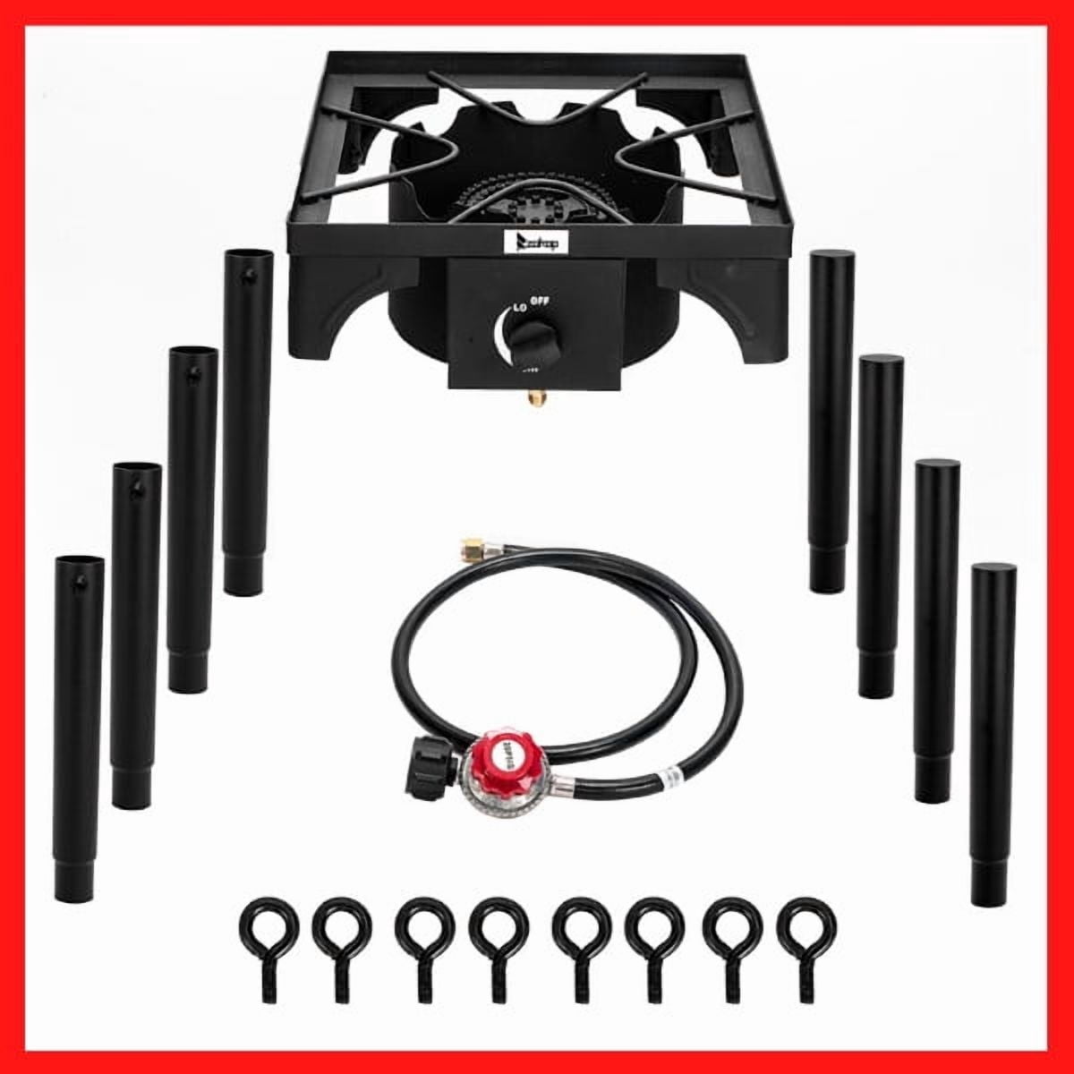 Outdoor Camp Stove High Pressure Propane Gas Cooker Portable Cast Iron Patio Cooking Burner (Single Burner 75000-BTU)