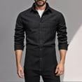 thumbnail image 2 of Txeol Men's Denim Button Down Shirts Lapel Collar Long Sleeve Blouses with Pocket,Black,M, 2 of 7