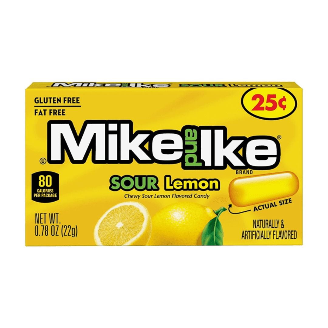 Variety Pack Mike and Ike Candy, Sour Blue Raspberry, Jolly Joes, Sour Watermelon, Sour Lemon, 4 Each Flavor, 0.78 oz Bags, 16 Pack – Chewy Fruit Flavored Candy, Individually Wrapped for Snacking