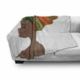 thumbnail image 3 of African Soft Flannel Fleece Throw Blanket, Afro Female Young Beauty Traditional Hair Dress Turban Ornate, Cozy Plush for Indoor and Outdoor Use, 50" x 70", Scarlet Green Chocolate, by Ambesonne, 3 of 6