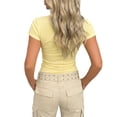 thumbnail image 4 of Shirts for Women Plus Size Slim Fit Solid Color Short Sleeve T Shirt Summer Women Blouses Yellow XL, 4 of 7