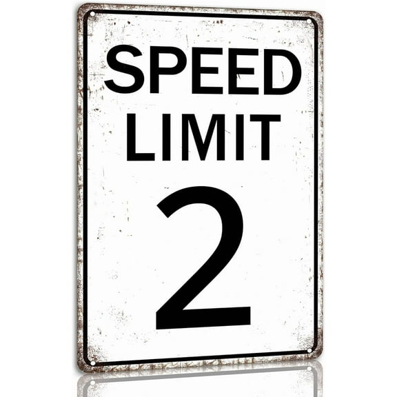 Speed Limit 2 Warning Traffic Road Street Metal Tin Sign Indoor/outdoor Use for Street Garage Yard Home Poster Wall Art Pub Bar Wall Decor 8x12 Inch